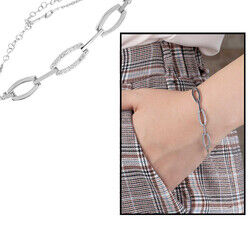 Women's 925 Sterling Silver Zircon 3 Piece Cat Eye Bracelet - 4