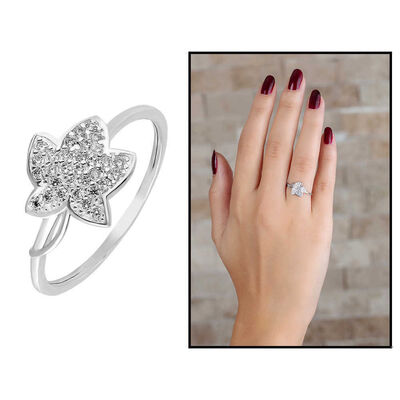 Women's 925 Sterling Silver Zircon Wild Flower Ring - 1