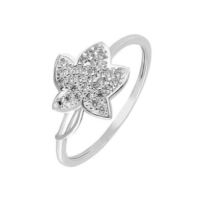 Women's 925 Sterling Silver Zircon Wild Flower Ring - 2