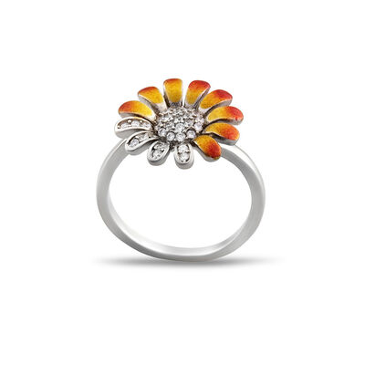 Women's 925 Sterling Silver Zirconia Daisy Ring - 3