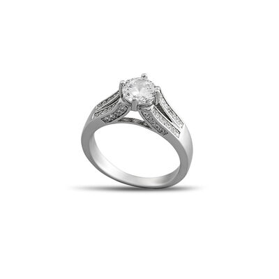 Women's 925 Sterling Silver Zirconia Solitaire Ring İn Modern Design - 5