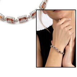 Women's 925 Sterling Silver Zultanite Stone Bracelet, Rectangle Design, Full Tour - 1