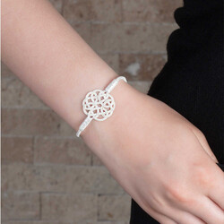 Women's Bracelet White 1000 K Glass Handmade - 1