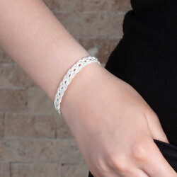 Women's Glass Bracelet İn 1000 Carat Silver Handmade - Thumbnail