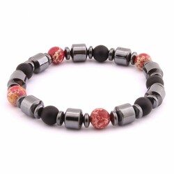 Women's Slindir Cut Bracelet İn Hematite, Agate And Onyx With Natural Stone - Thumbnail