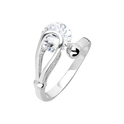 Women's Starlight 925 Sterling Silver Solitaire Ring With Diamonds And Diamonds