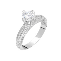 Women's Starlight Diamond Montur 925 Sterling Silver Solitaire Ring With Love - Thumbnail