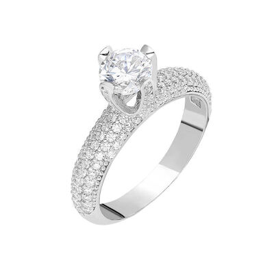 Women's Starlight Diamond Montur 925 Sterling Silver Solitaire Ring With Love