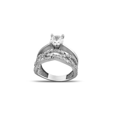 Women's Zircon Infinity Design 925 Sterling Silver Solitaire Ring - 5