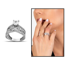 Women's Zircon Infinity Design 925 Sterling Silver Solitaire Ring - Thumbnail