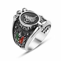 Written Ring With The Emblem Of The Eagle Of The Ebed And Tughra Era - Thumbnail