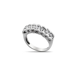 Zircon Stone Chain Design 925 Sterling Silver Women Multi Stone Ring - 5