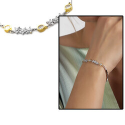 Zircon Stone Flower Design 925 Sterling Silver Women Bracelet - 6