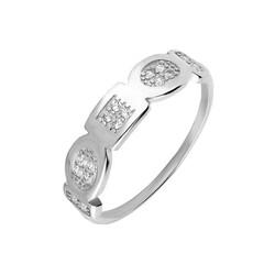 Zircon Stone Geometric Design 925 Sterling Silver Women's Ring - 2