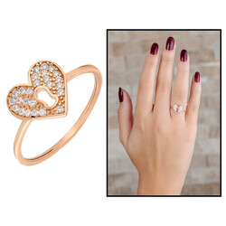 Zircon Stone Lock My Heart Design Pink Color 925 Sterling Silver Women Ring - 1