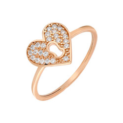 Zircon Stone Lock My Heart Design Pink Color 925 Sterling Silver Women Ring - 2