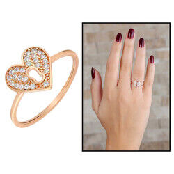 Zircon Stone Lock My Heart Design Pink Color 925 Sterling Silver Women Ring - 5
