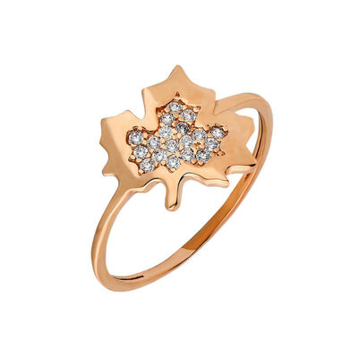 Zircon Stone With Camor Leaf Design Pink 925 Sterling Silver Women Ring - 2