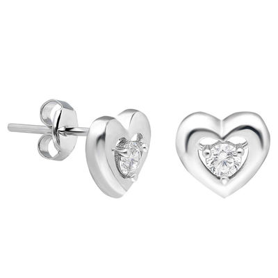 Zirconia Heart Design 925 Sterling Silver Earrings