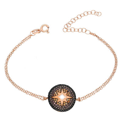 Zirconia Round Star Design 925 Sterling Silver Women's Bracelet - 1